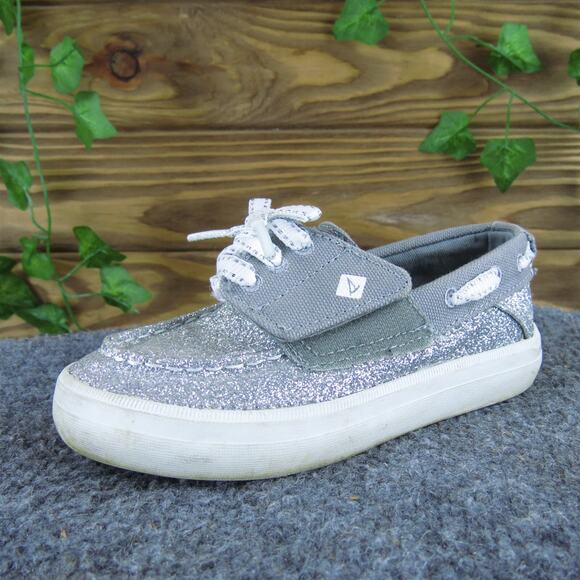 SPERRY Girls Sneaker Crest Resort Sz‎ T 9 Medium Gray Fabric Lace Up - Picture 1 of 6